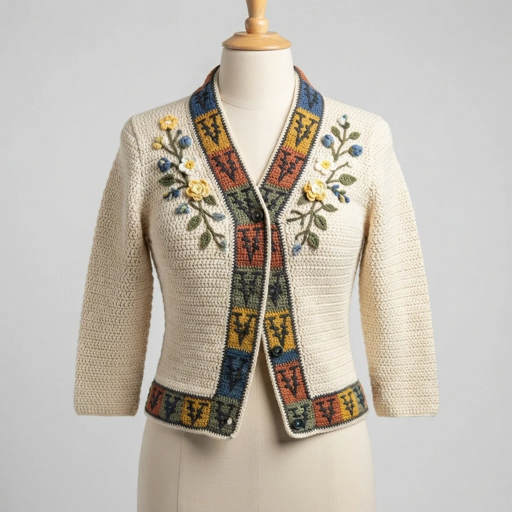 Corn Poppy Cardigan Crochet Tutorial | Susan's Family - crochet detail