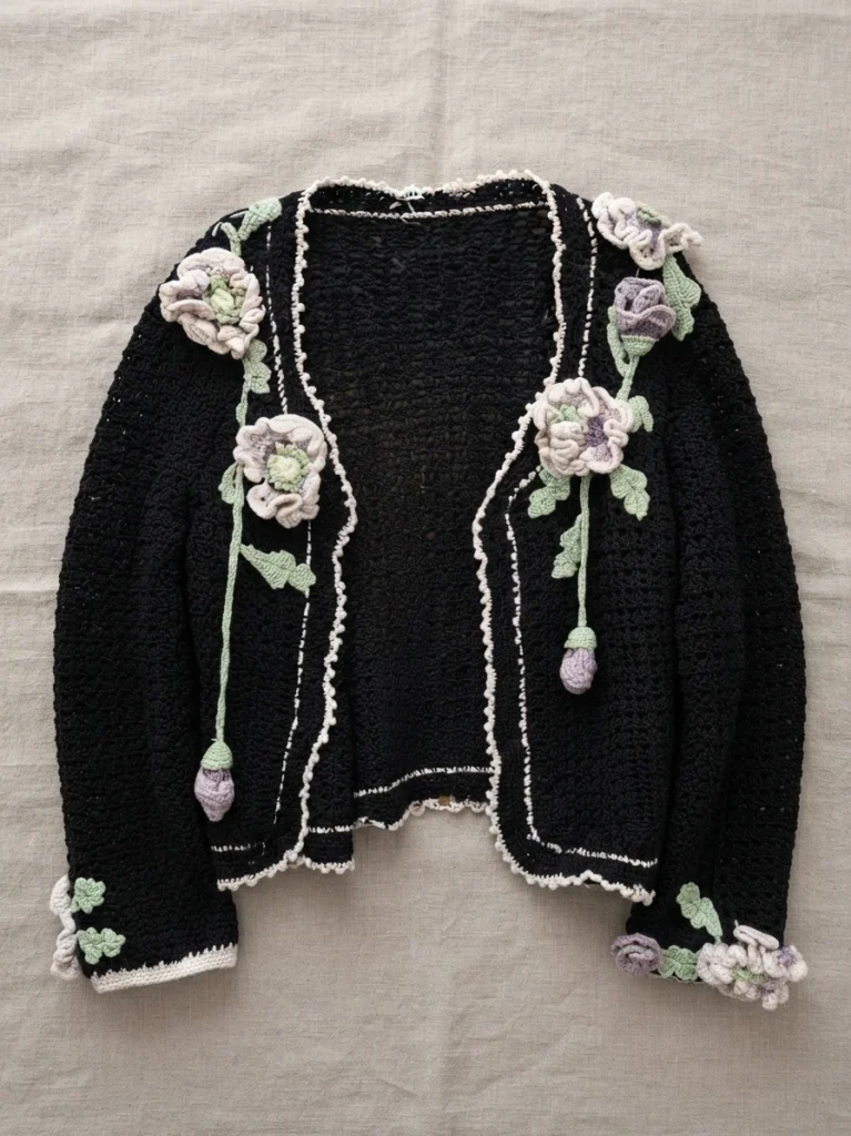 Corn Poppy Cardigan Crochet Tutorial | Susan's Family - crochet detail