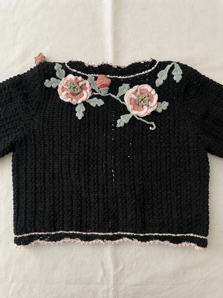 Corn Poppy Cardigan Crochet Tutorial | Susan's Family - crochet detail
