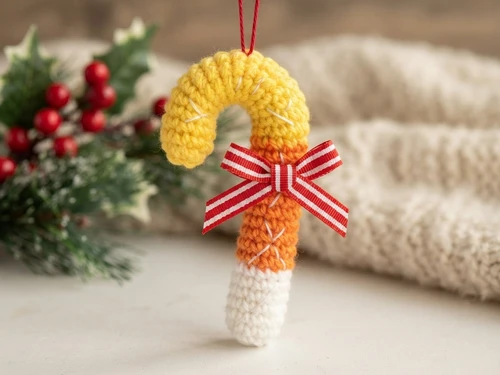 2. Crochet Candy Corn Peppermint Ornament