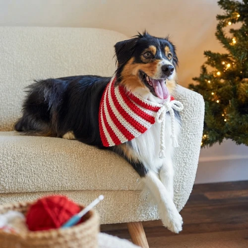 21. Peppermint Crochet Pet Neckerchief