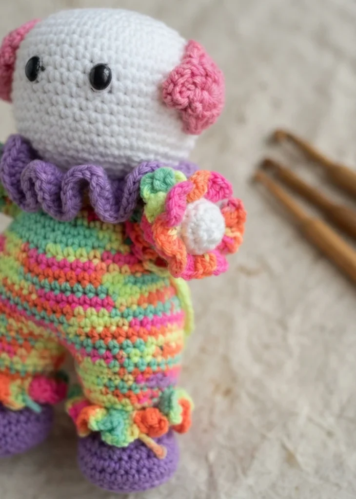 Clown Amigurumi Doll - Free Crochet Pattern - crochet detail
