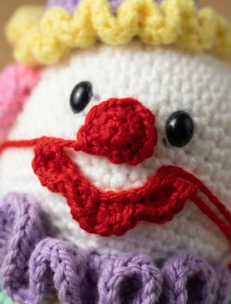 Clown Amigurumi Doll - Free Crochet Pattern - crochet detail