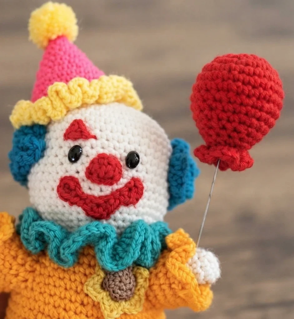 Clown Amigurumi Doll - Free Crochet Pattern - crochet detail