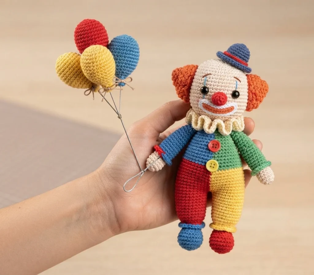 Clown Amigurumi Doll - Free Crochet Pattern - crochet detail