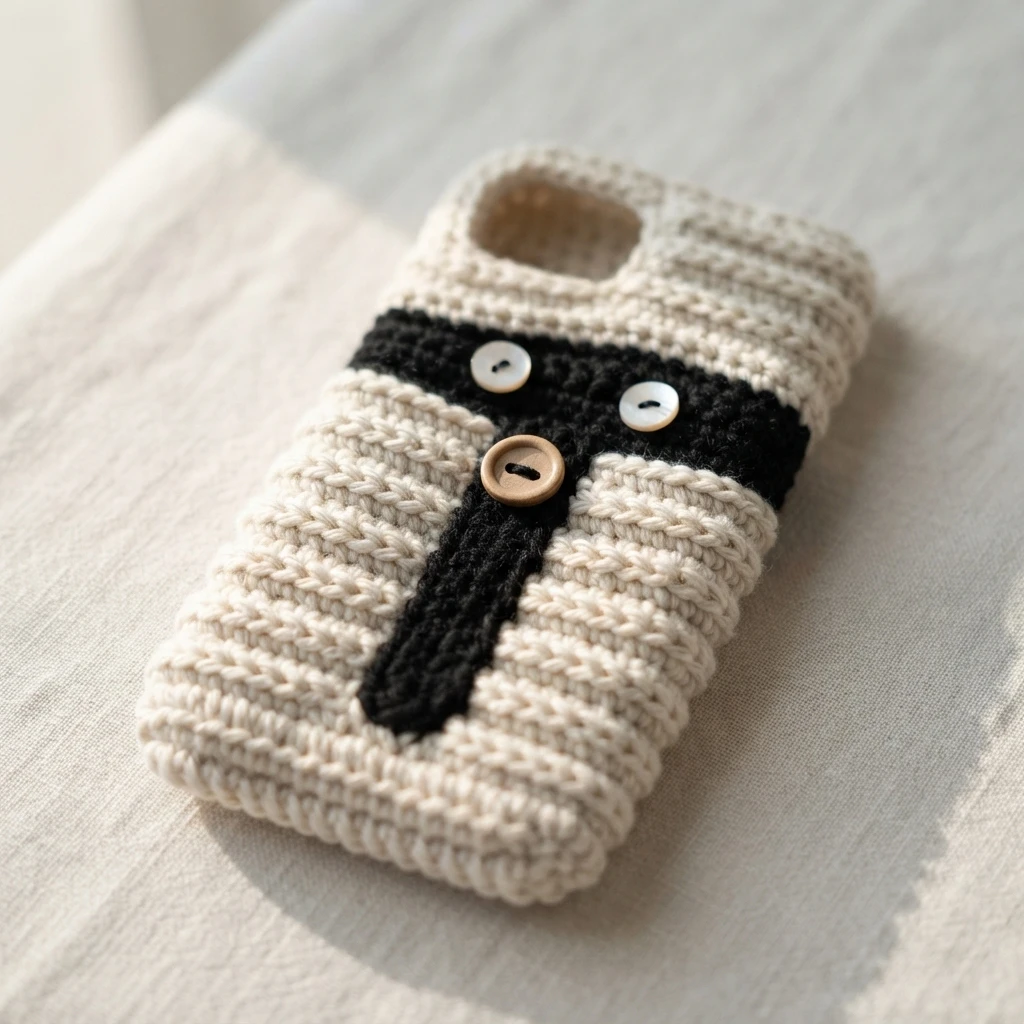 How to Crochet a Mummy phone case - PATRONES VALHALLA: Free crochet patterns - crochet detail