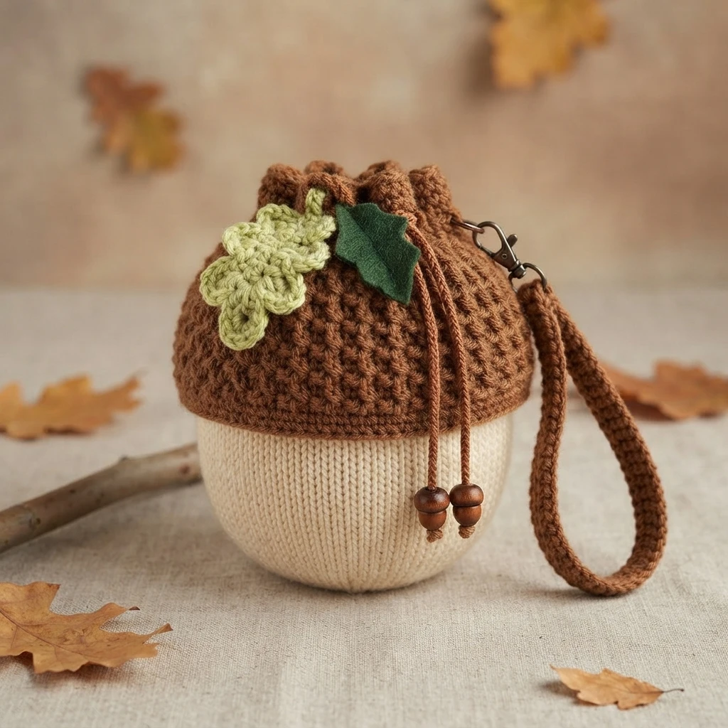 Ravelry: Acorn Wristlet Pouch pattern by Meg Nelson - crochet detail