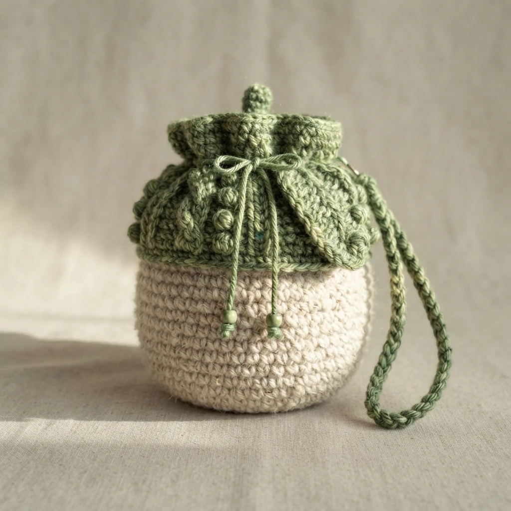 Ravelry: Acorn Wristlet Pouch pattern by Meg Nelson - crochet detail