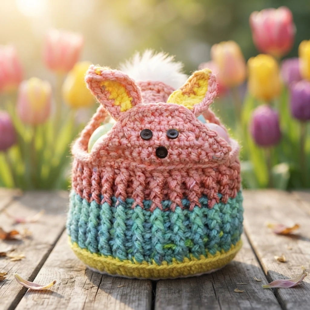 Crochet Bunny Basket Easter Free Crochet Pattern - crochet detail