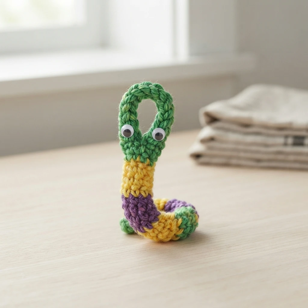 Ravelry: Worry Worm Finger Puppet pattern by Divina Rocco - crochet detail
