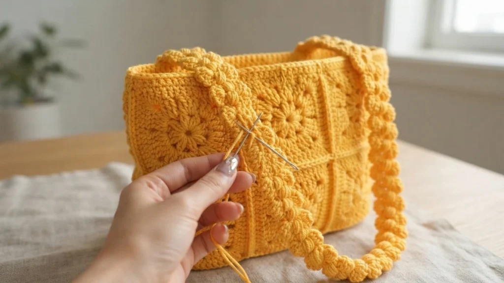 Crochet Star Granny Square Bag Pattern (Free Pattern) - crochet detail