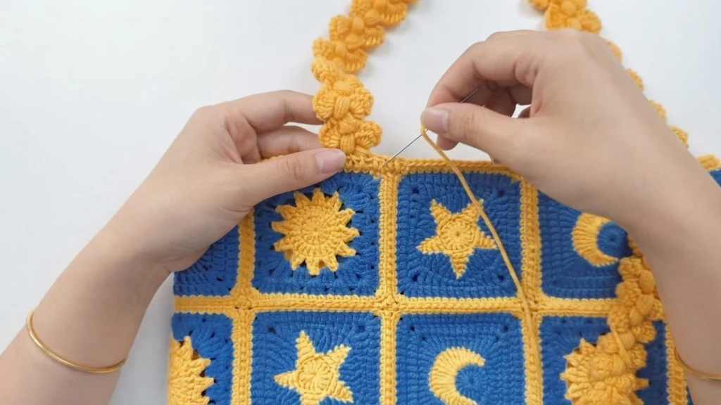 Crochet Star Granny Square Bag Pattern (Free Pattern) - crochet detail