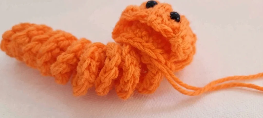 Pumpkin Worry Worm Crochet Pattern: (Trick Or Treat Gifts For Halloween) - crochet detail
