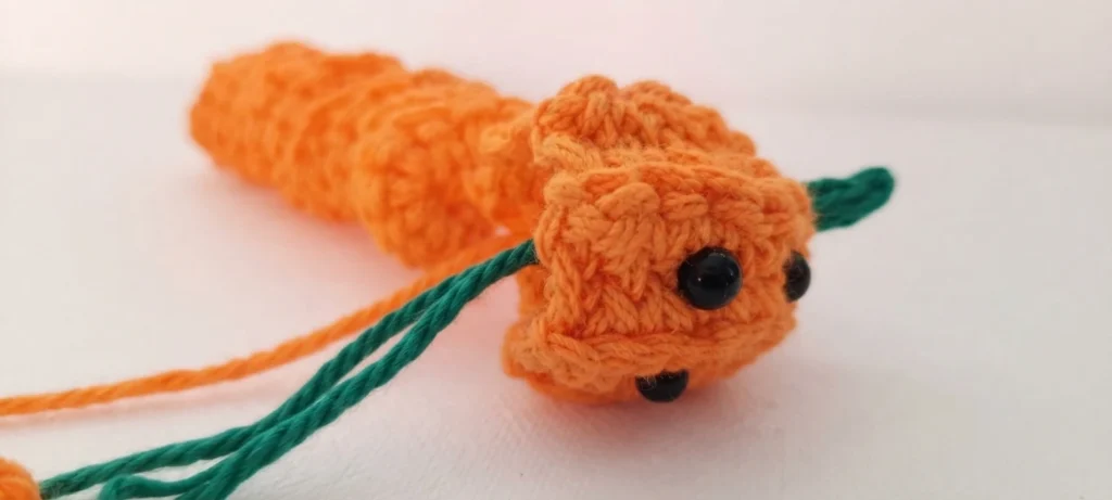 Pumpkin Worry Worm Crochet Pattern: (Trick Or Treat Gifts For Halloween) - crochet detail