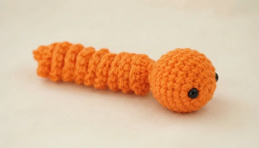 Pumpkin Worry Worm Crochet Pattern: (Trick Or Treat Gifts For Halloween) - crochet detail
