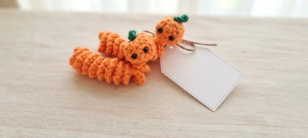 Pumpkin Worry Worm Crochet Pattern: (Trick Or Treat Gifts For Halloween) - crochet detail
