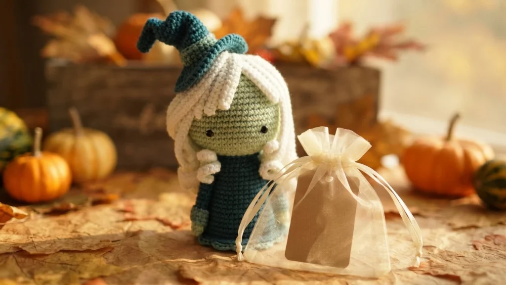 Pumpkin Worry Worm Crochet Pattern: (Trick Or Treat Gifts For Halloween) - crochet detail