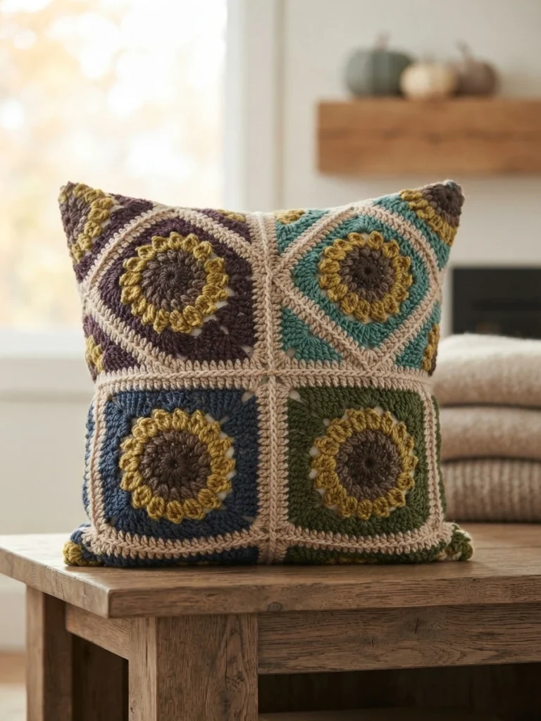 Autumn Sunflower Pillow Pattern (Free) - crochet detail