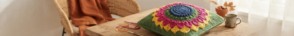 Autumn Sunflower Pillow Pattern (Free) - crochet detail