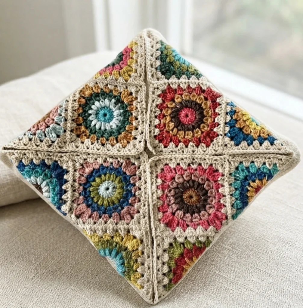 Autumn Sunflower Pillow Pattern (Free) - crochet detail
