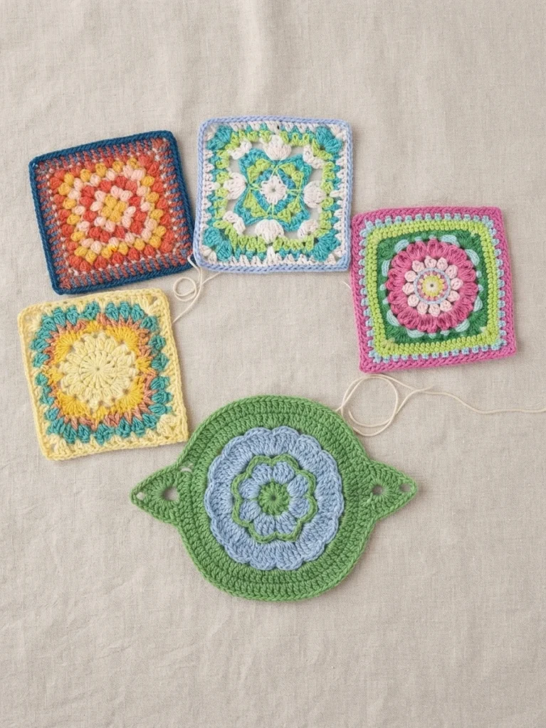 Granny Flower Pot au crochet - crochet detail