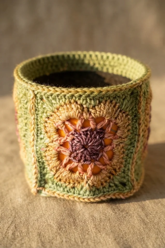 Granny Flower Pot au crochet - crochet detail