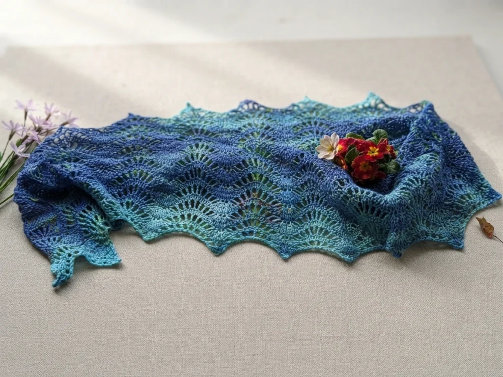 Ravelry: Lacy Feather and Fan Wrap pattern by A. Westbrook - crochet detail
