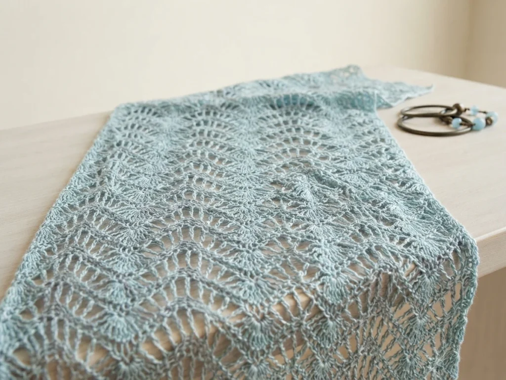 Ravelry: Lacy Feather and Fan Wrap pattern by A. Westbrook - crochet detail