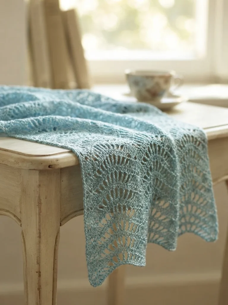 Ravelry: Lacy Feather and Fan Wrap pattern by A. Westbrook - crochet detail