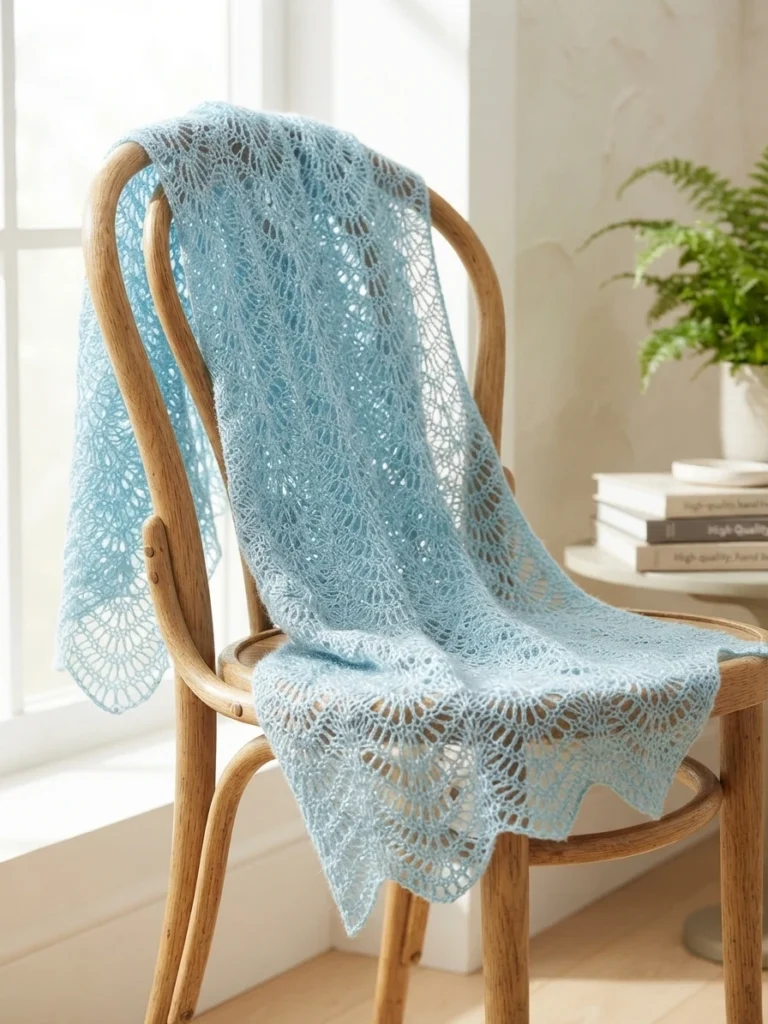 Ravelry: Lacy Feather and Fan Wrap pattern by A. Westbrook - crochet detail