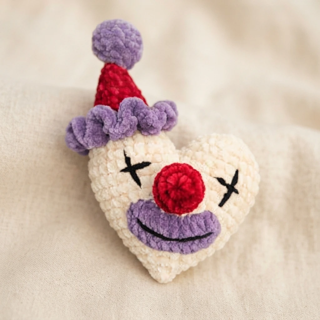 Ravelry: Silly clown heart :) pattern by Expired Clown - crochet detail
