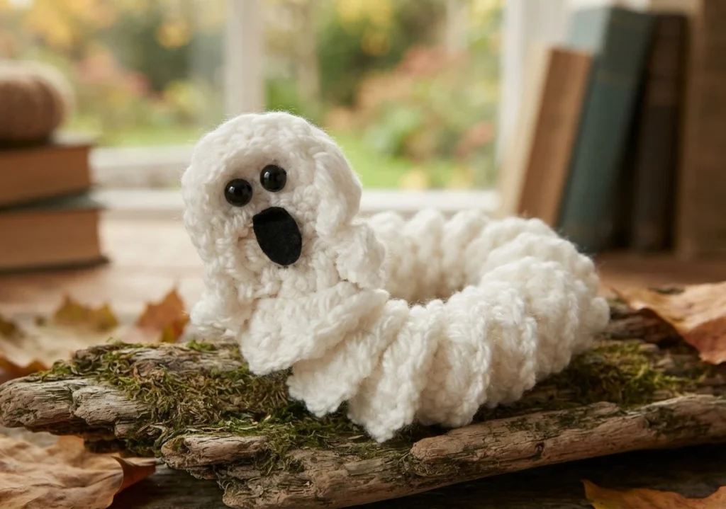 FREE Ghost Worry Worm Crochet Pattern [Not-So-Spooky!] - crochet detail