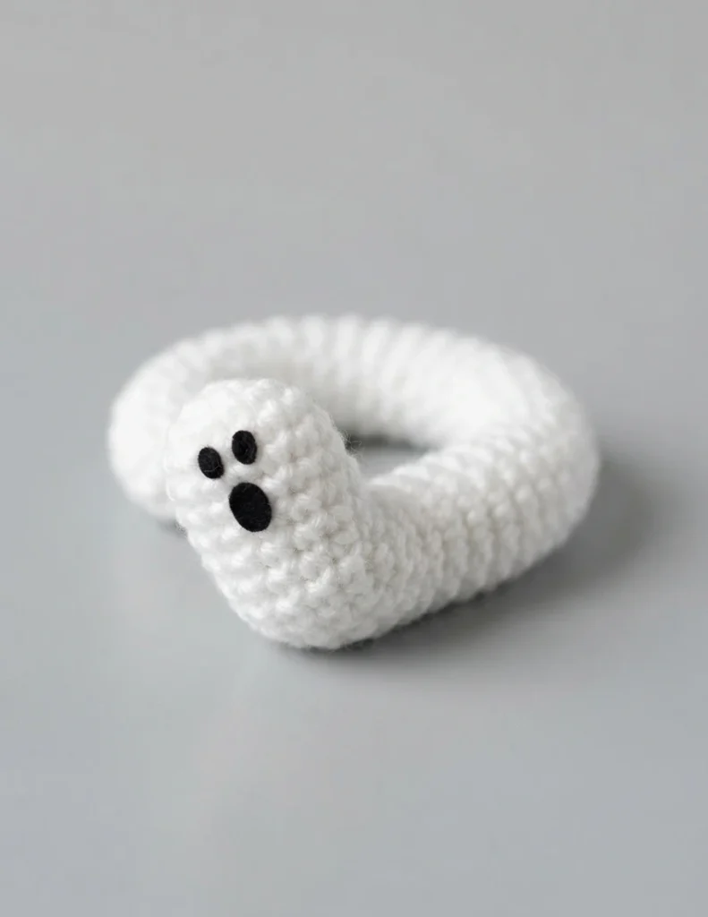 FREE Ghost Worry Worm Crochet Pattern [Not-So-Spooky!] - crochet detail