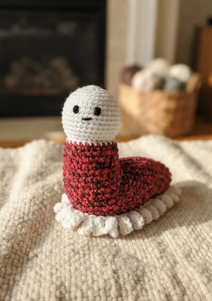 FREE Ghost Worry Worm Crochet Pattern [Not-So-Spooky!] - crochet detail