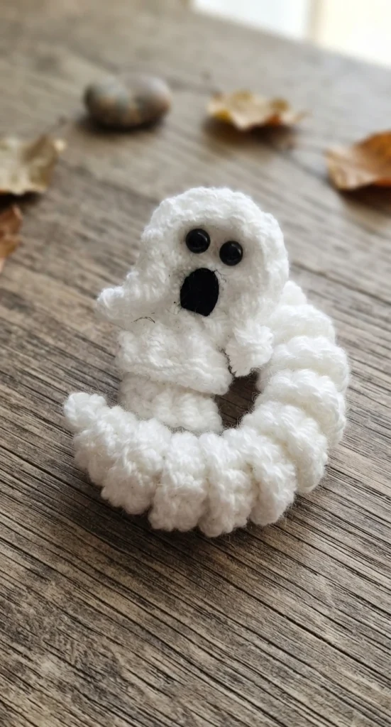 FREE Ghost Worry Worm Crochet Pattern [Not-So-Spooky!] - crochet detail
