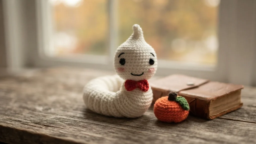 FREE Ghost Worry Worm Crochet Pattern [Not-So-Spooky!] - crochet detail