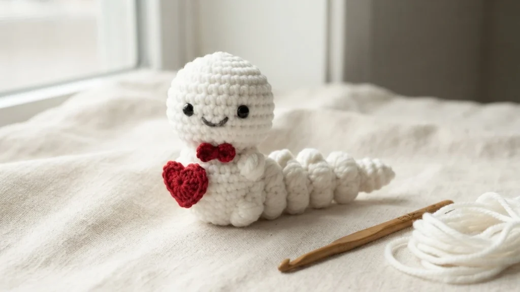 FREE Ghost Worry Worm Crochet Pattern [Not-So-Spooky!] - crochet detail
